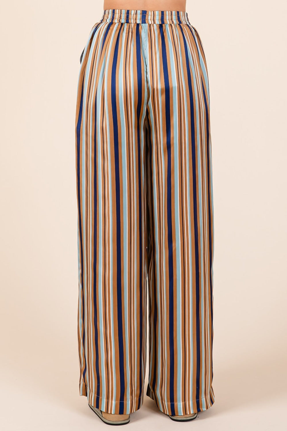 Mittoshop Striped Satin Elastic Waist Wide Leg Pants  Trendsi   