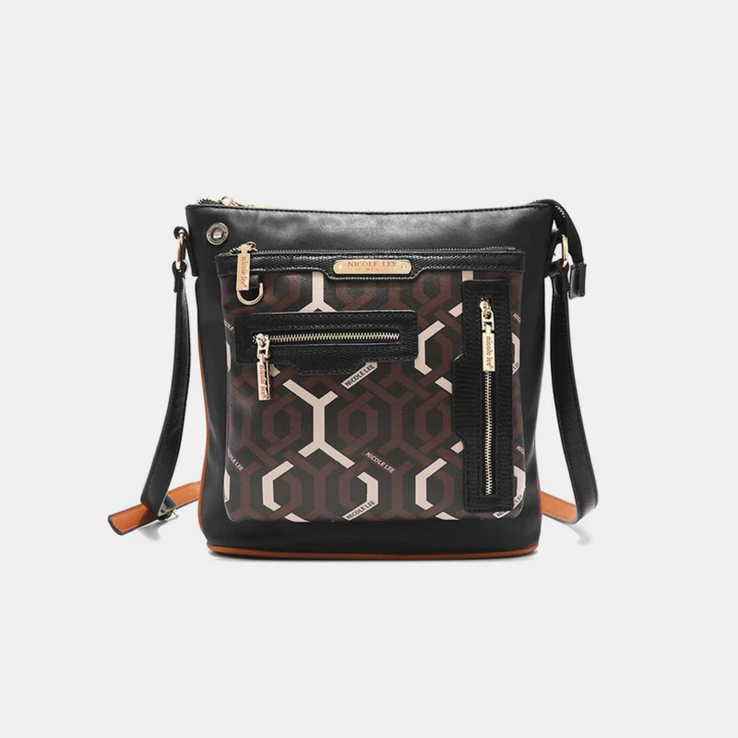 Nicole Lee USA Geometric Pattern Crossbody Bag  Trendsi Black One Size 