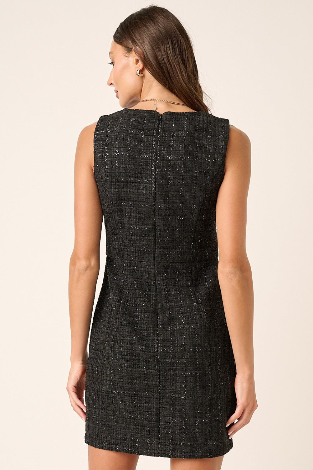 Mittoshop Tweed Sleeveless Mini Dress  Trendsi   