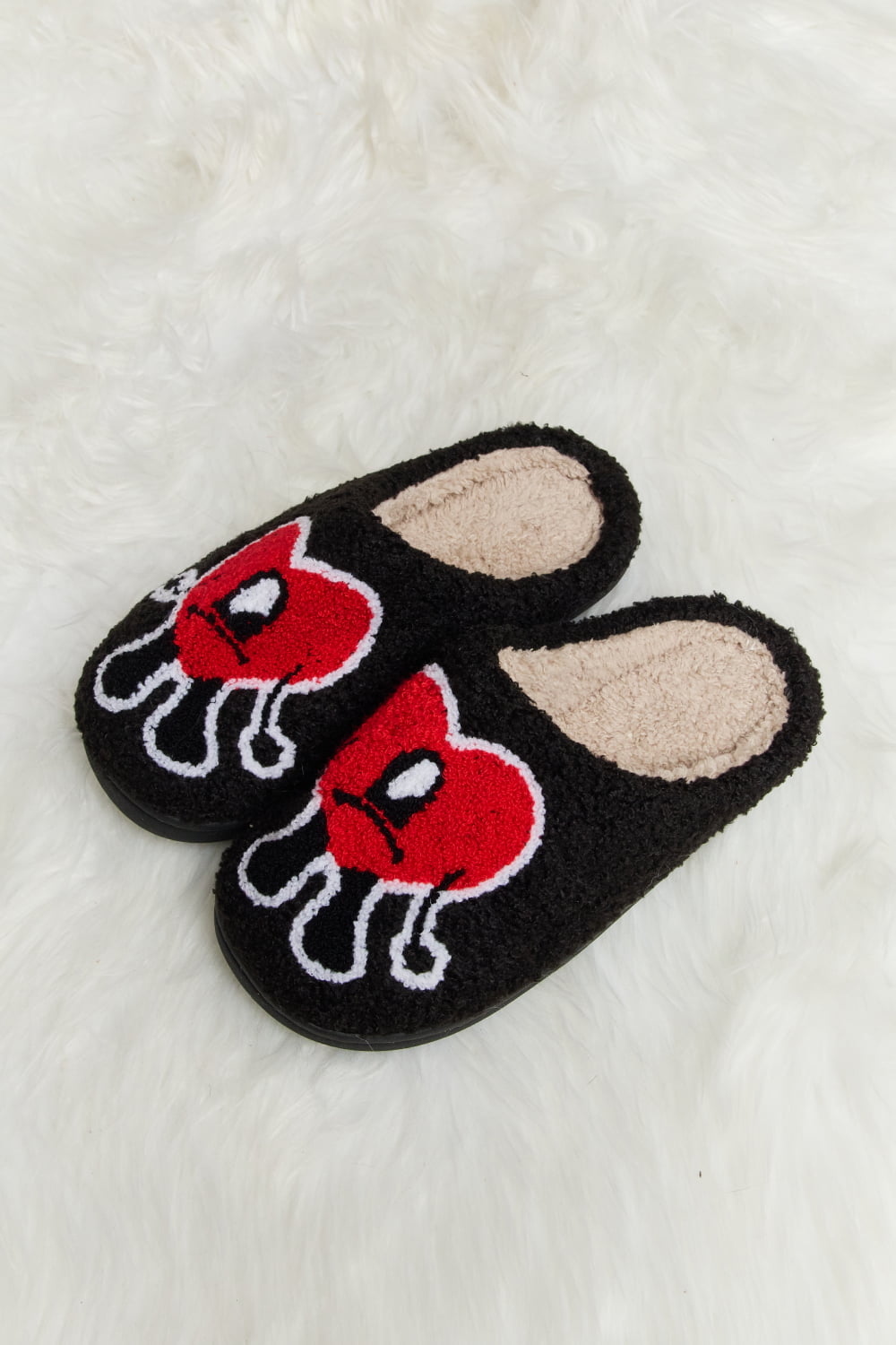 Melody Love Heart Print Plush Slippers  Trendsi   