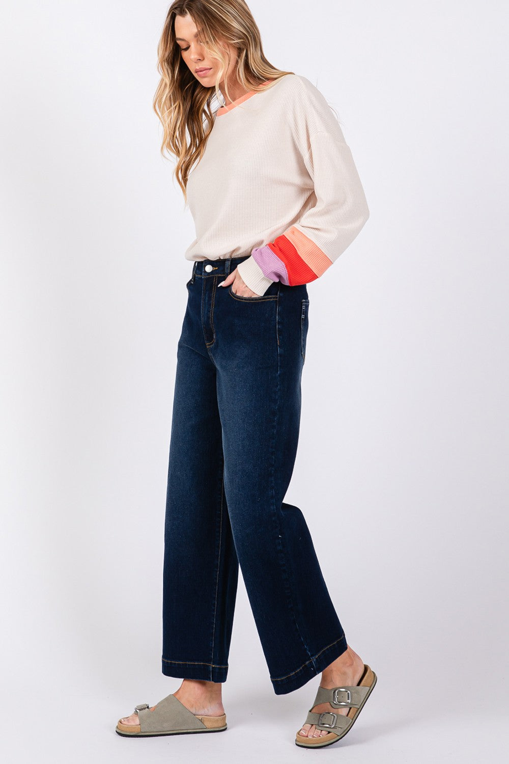 SAGE + FIG High Waist Wide Leg Jeans  Trendsi   