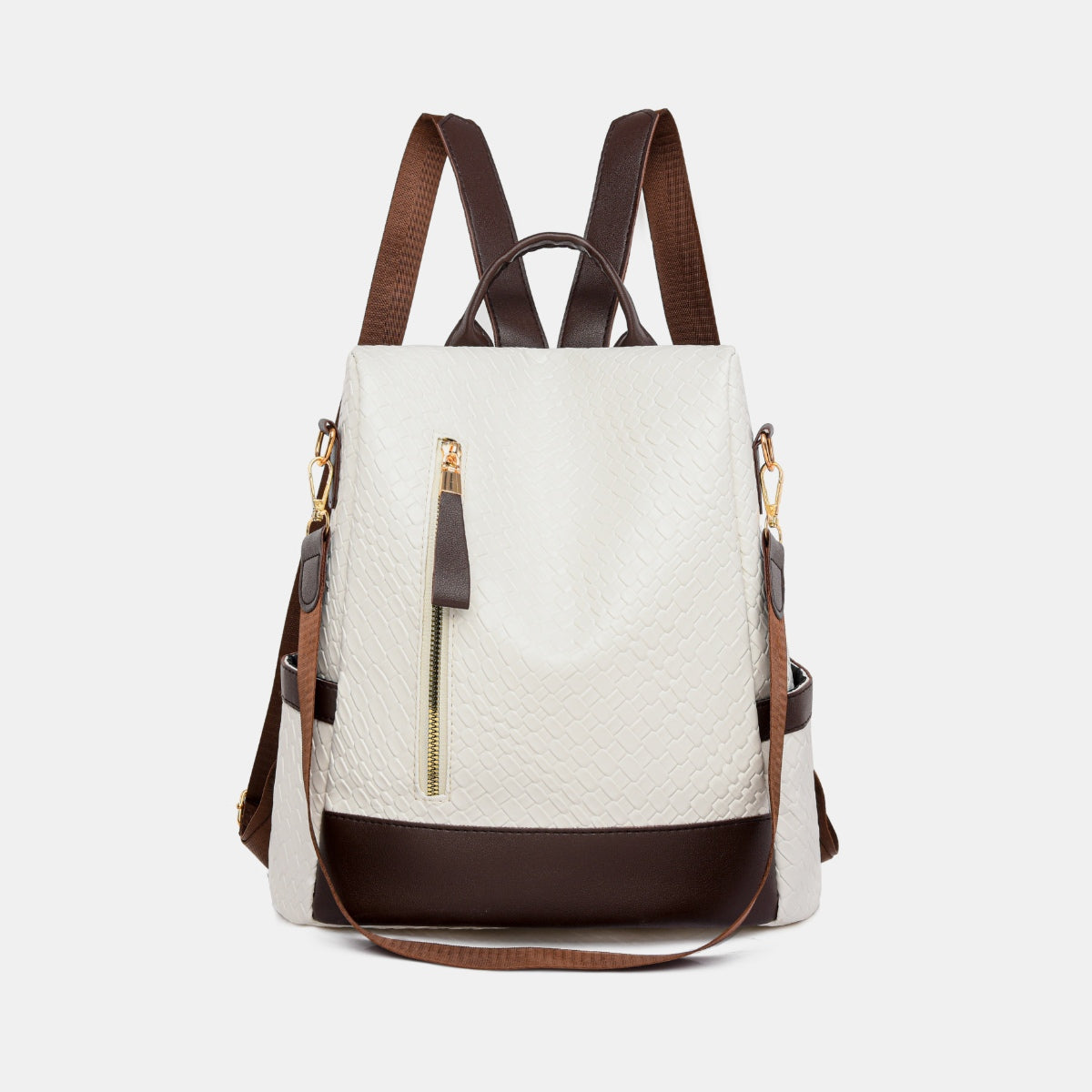 PU Leather Backpack Bag  Trendsi Ivory One Size 