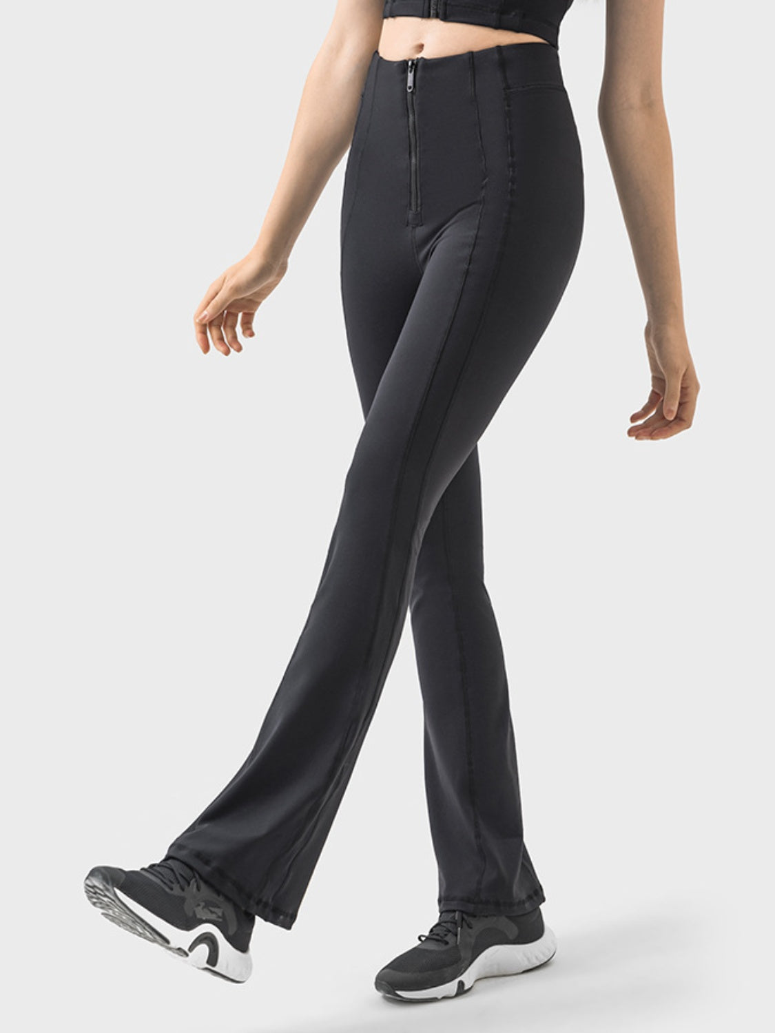 Millennia Zipper Detail High Waist Active Pants  Trendsi   