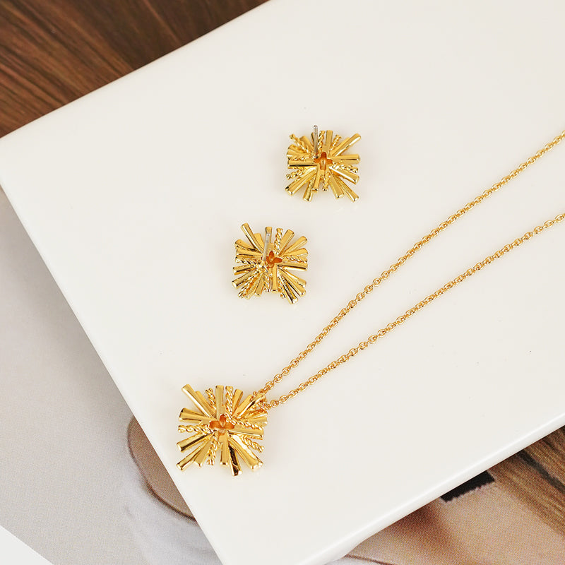 Starburst Gold-Plated Earrings and Necklace Set  Trendsi   