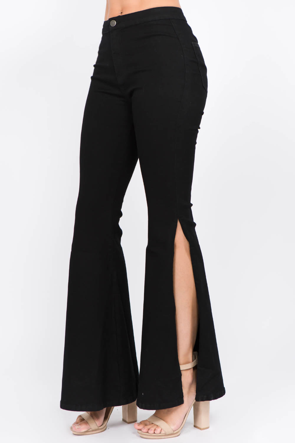 American Bazi Side Slit Flare Jeans  Trendsi   