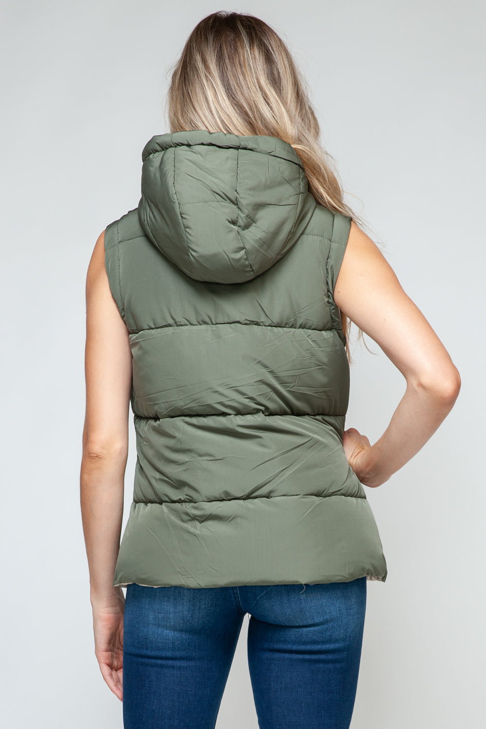 Snobbish Snap and Zip Closure Hooded Vest  Trendsi   