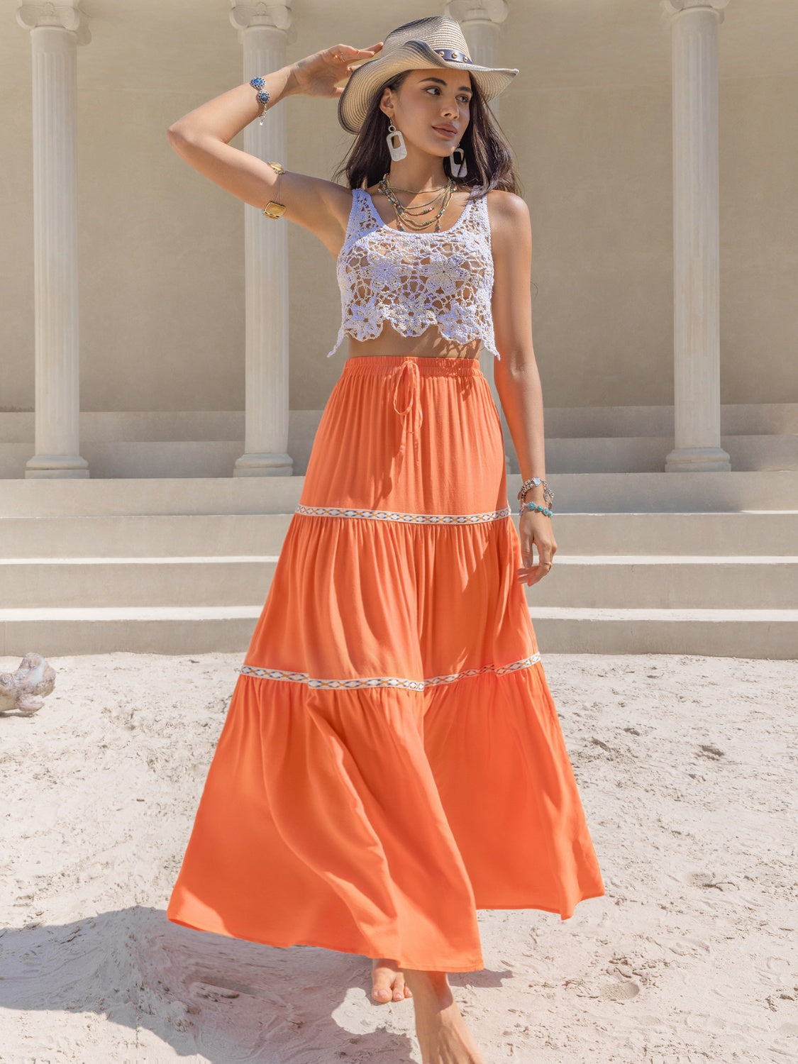 High Waist Maxi Tiered Skirt  Trendsi   