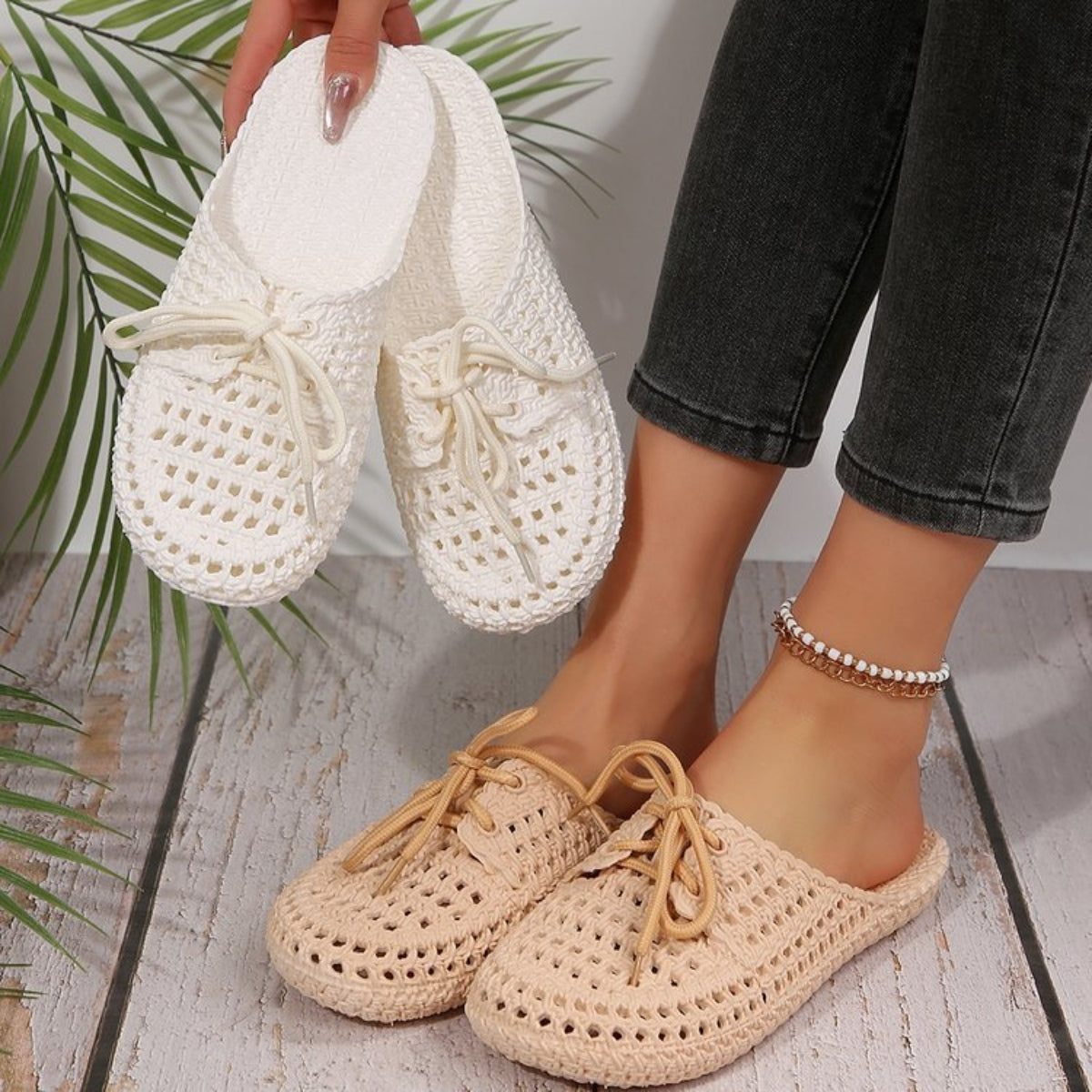 Lace-Up Flat Sandals  Trendsi   