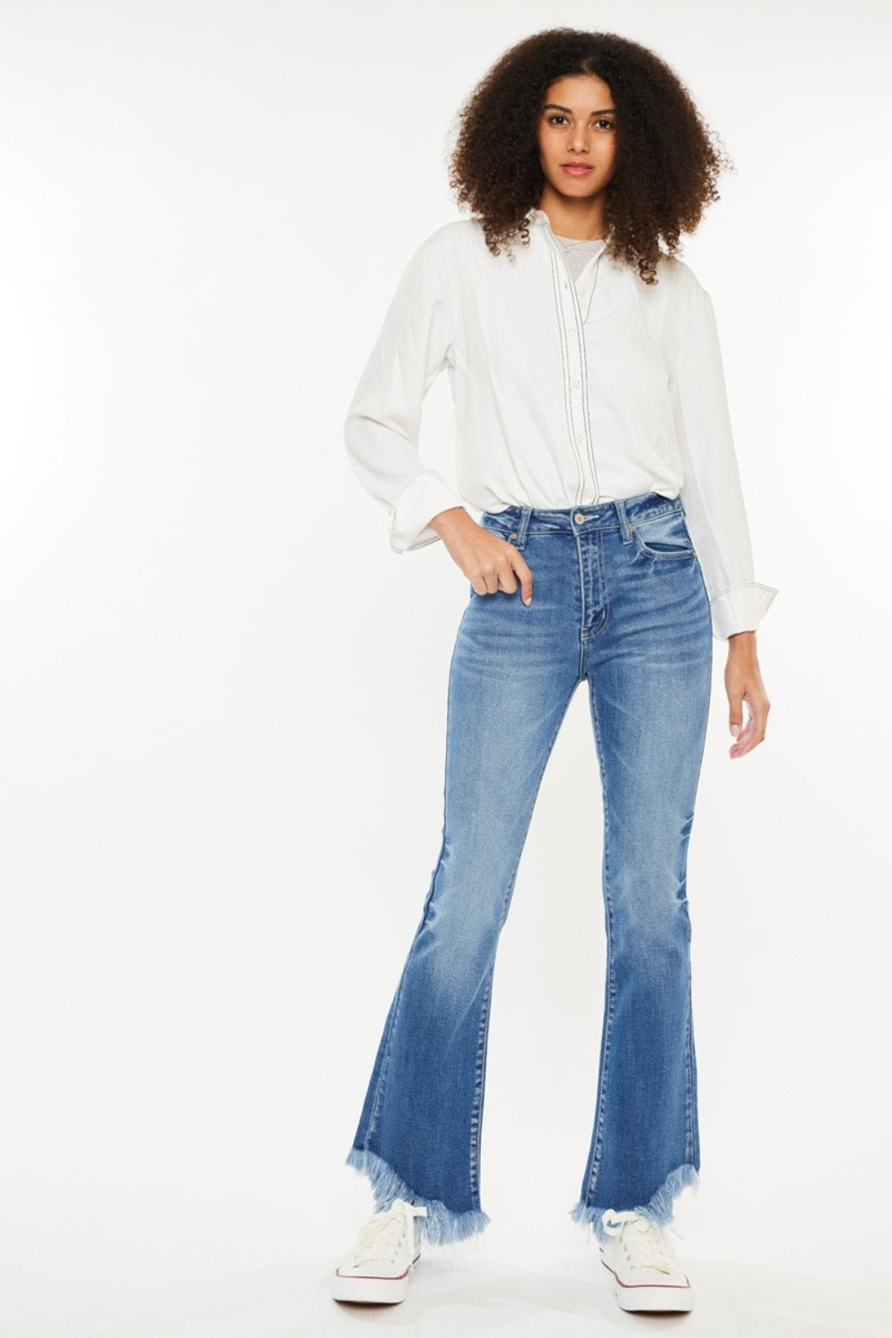 Kancan High Rise Frayed Hem Jeans  Trendsi   