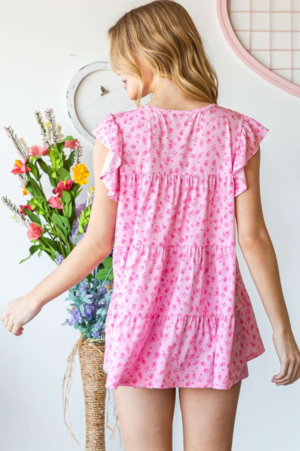 Heimish Full Size Floral Ruffled Tiered Top  Trendsi   