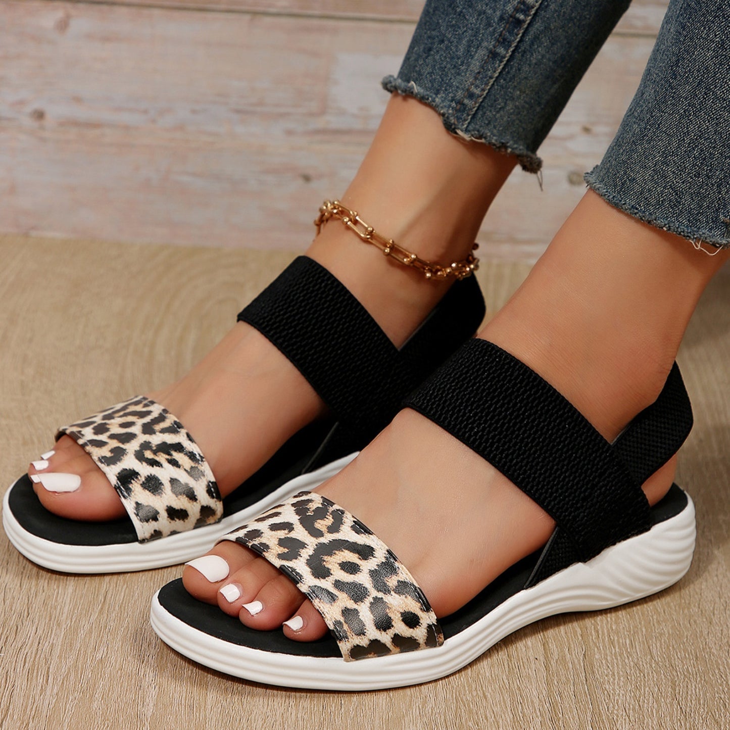 PU Leather Open Toe Low Heel Sandals  Trendsi   