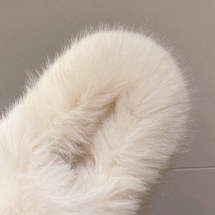 Fuzzy Open Toe Platform Slippers  Trendsi   