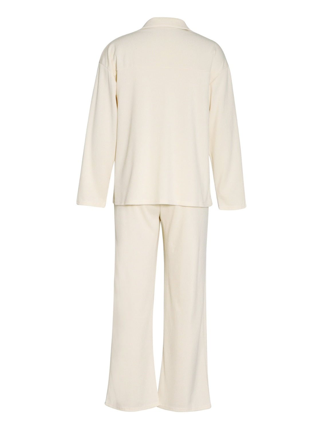 Collared Neck Long Sleeve Top and Drawstring Pants Set  Trendsi   