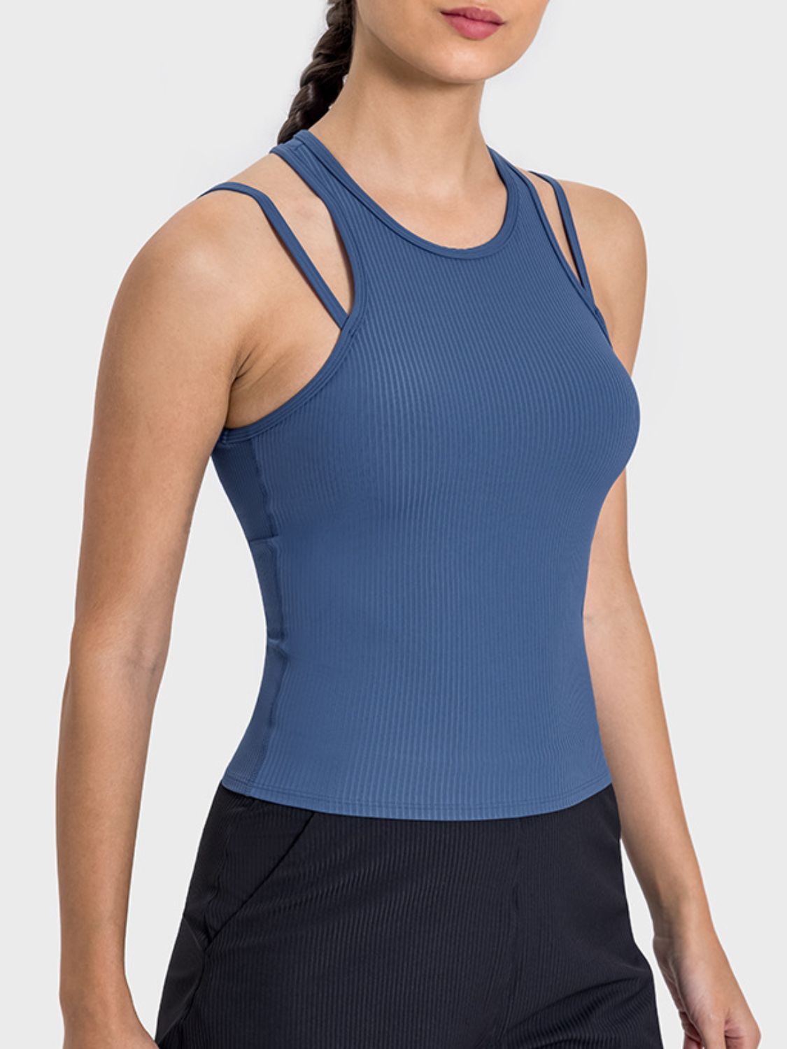 Millennia Cutout Round Neck Racerback Active Tank  Trendsi   