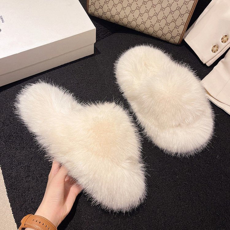 Fuzzy Open Toe Platform Slippers  Trendsi   