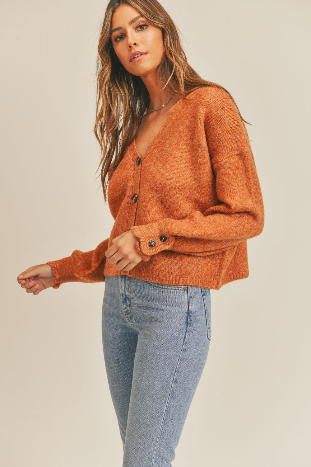 MABLE Long Sleeve Button Down Sweater Cardigan  Trendsi   