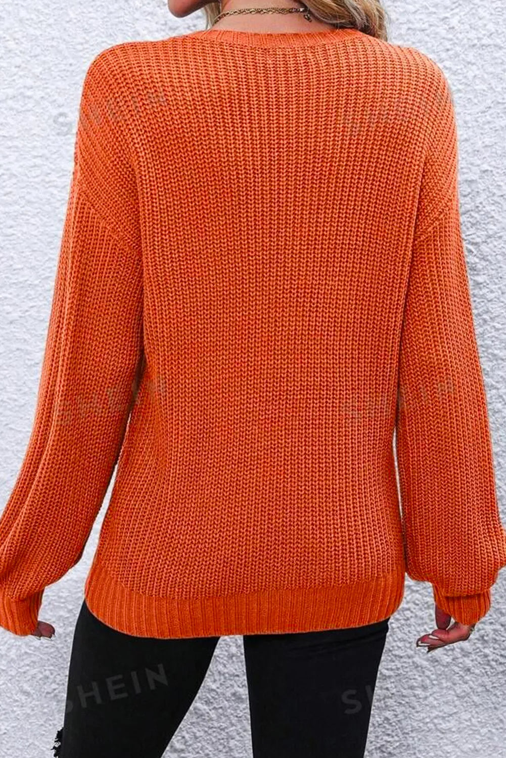 THANKSGIVING Round Neck Long Sleeve Sweater  Trendsi   