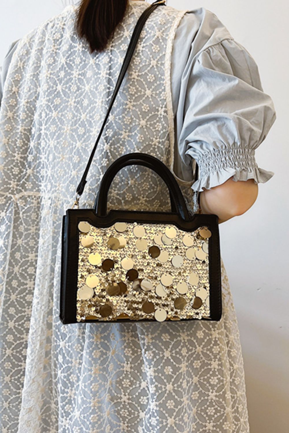 PU Leather Sequin Handbag Bag Trendsi   