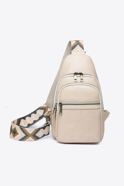 Adored It's Your Time PU Leather Sling Bag  Trendsi Cream One Size 