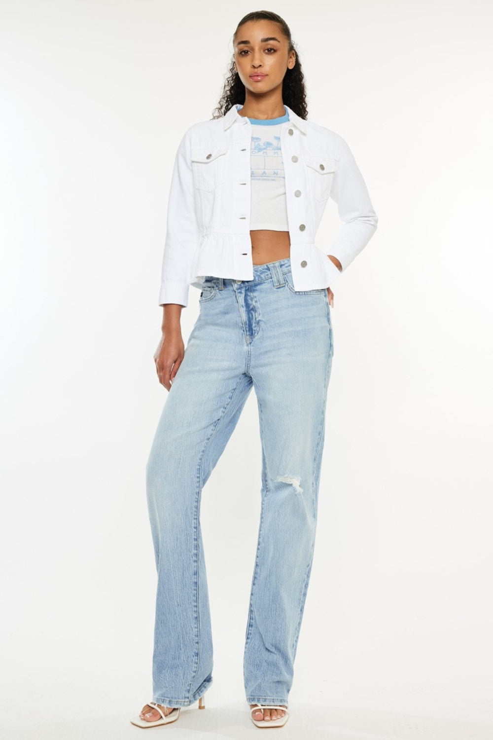 Kancan Distressed High Waist Straight Jeans  Trendsi Light 1 