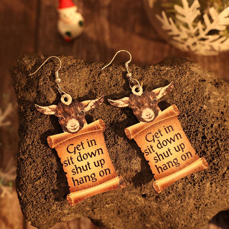 Donkey Letter Wooden Dangle Earrings  Trendsi   