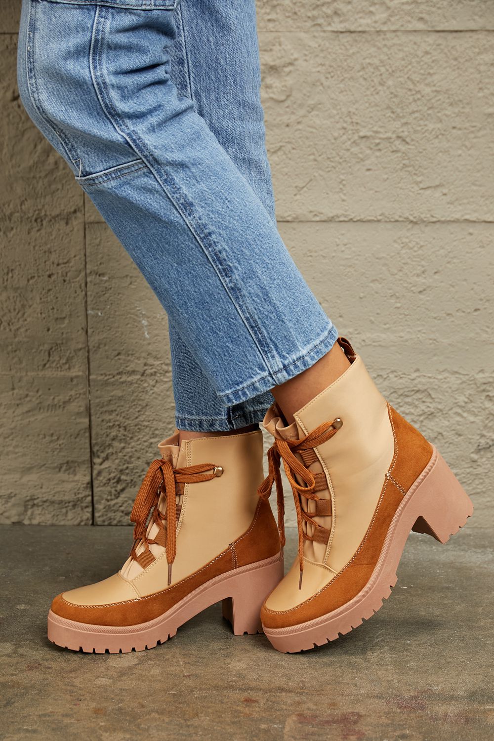 East Lion Corp Lace Up Lug Booties  Trendsi   