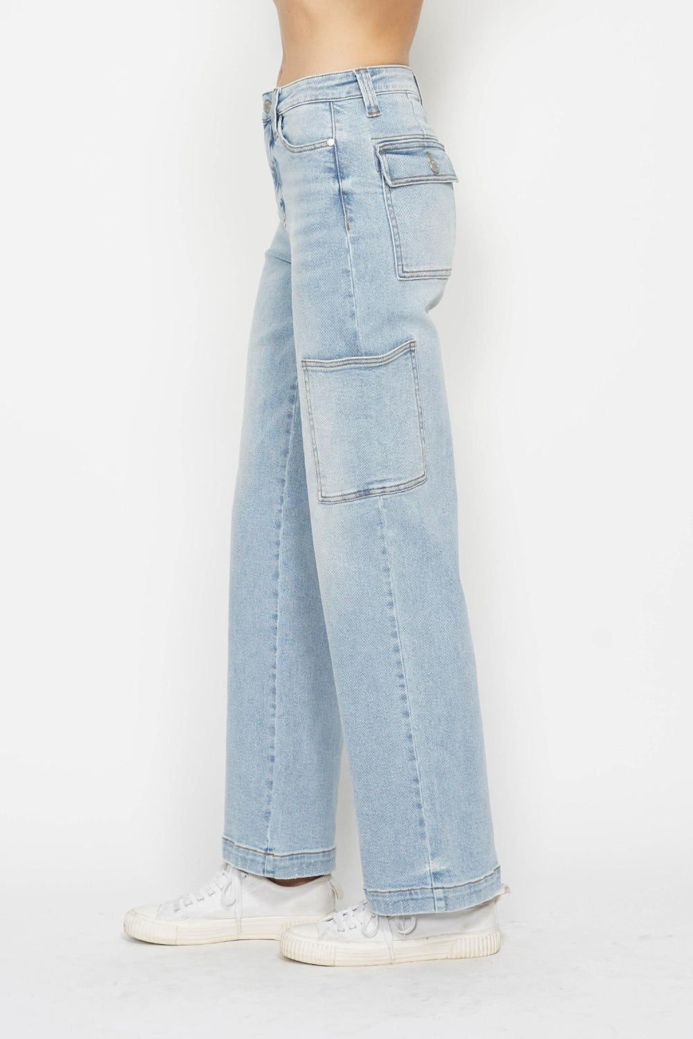 Judy Blue Full Size High Waist Straight Cargo Jeans  Trendsi   