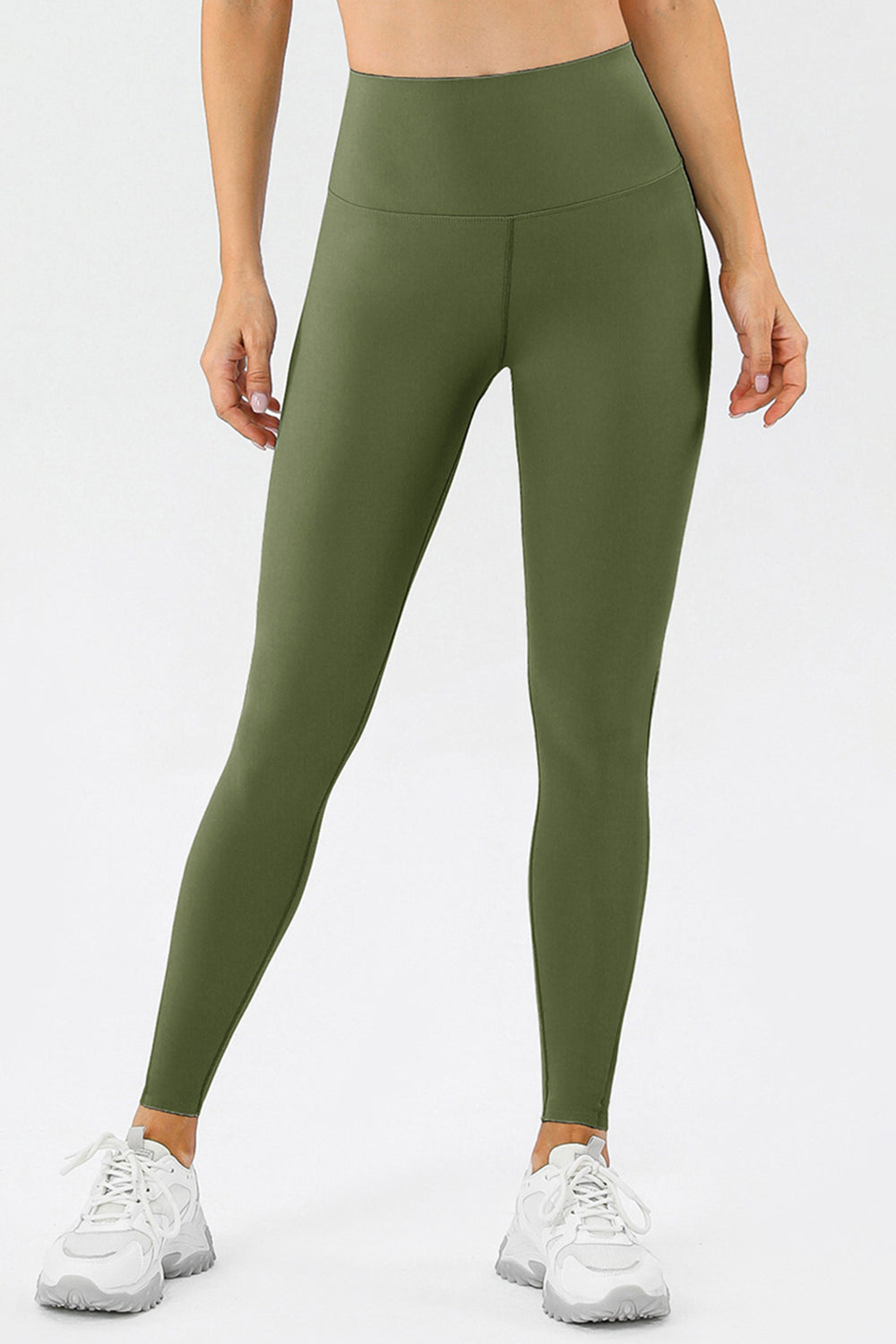 High Waist Skinny Active Pants  Trendsi Matcha Green XS 