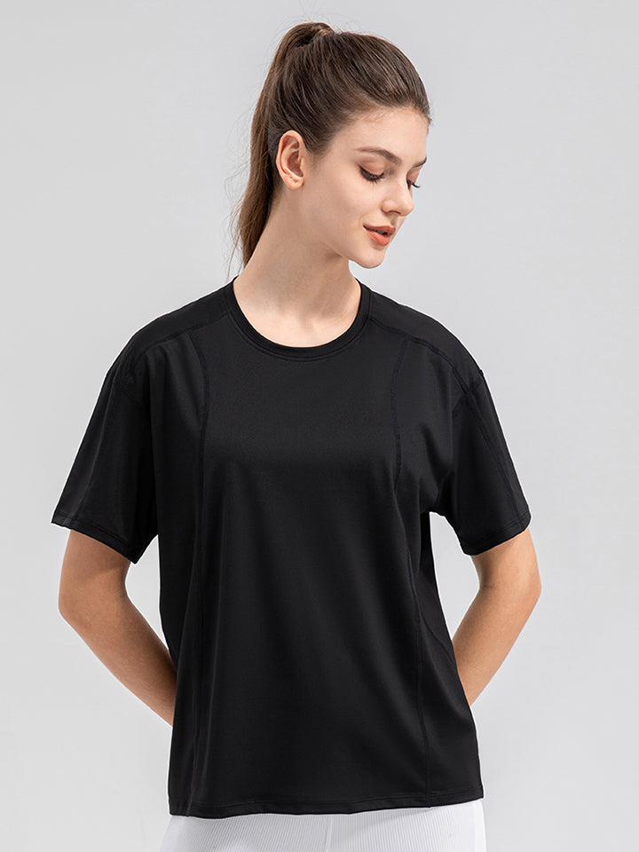 Round Neck Short Sleeve Active Top  Trendsi   