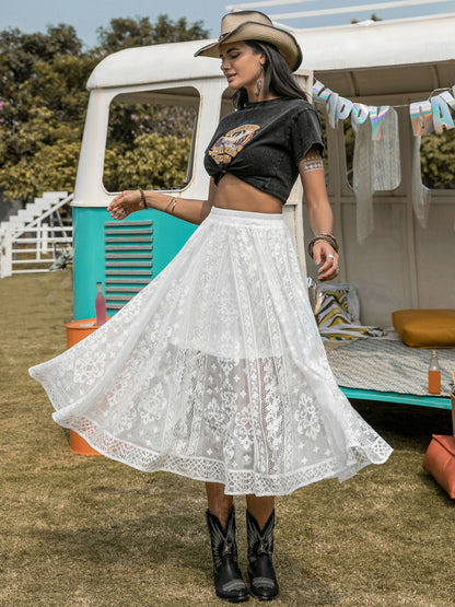 Embroidered Elastic Waist Skirt  Trendsi   