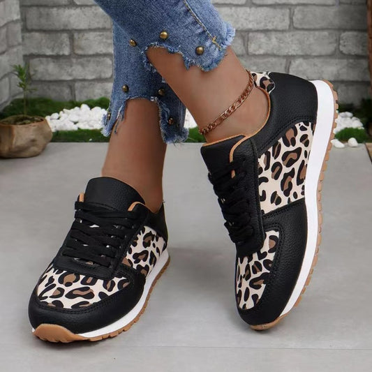 Tied Printed PU Leather Athletic  Trendsi Black 36(US5) 