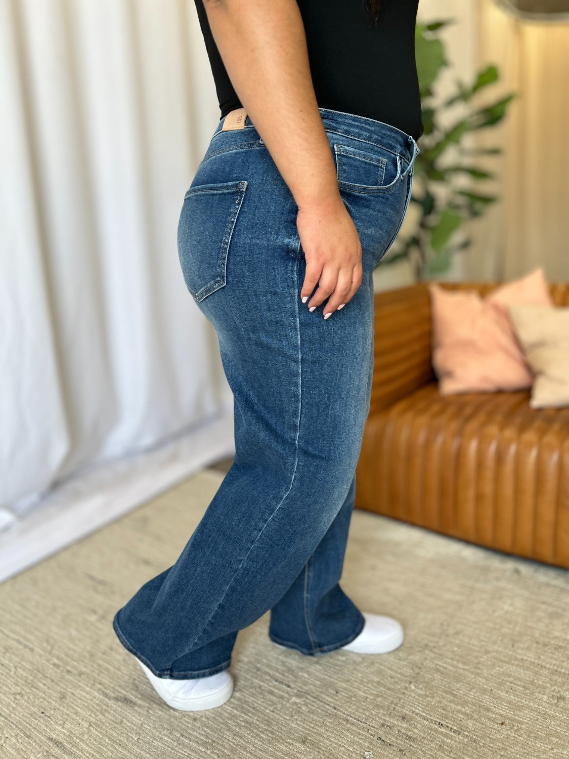 RFM Full Size High Rise Tummy Control Wide Leg Jeans  Trendsi   