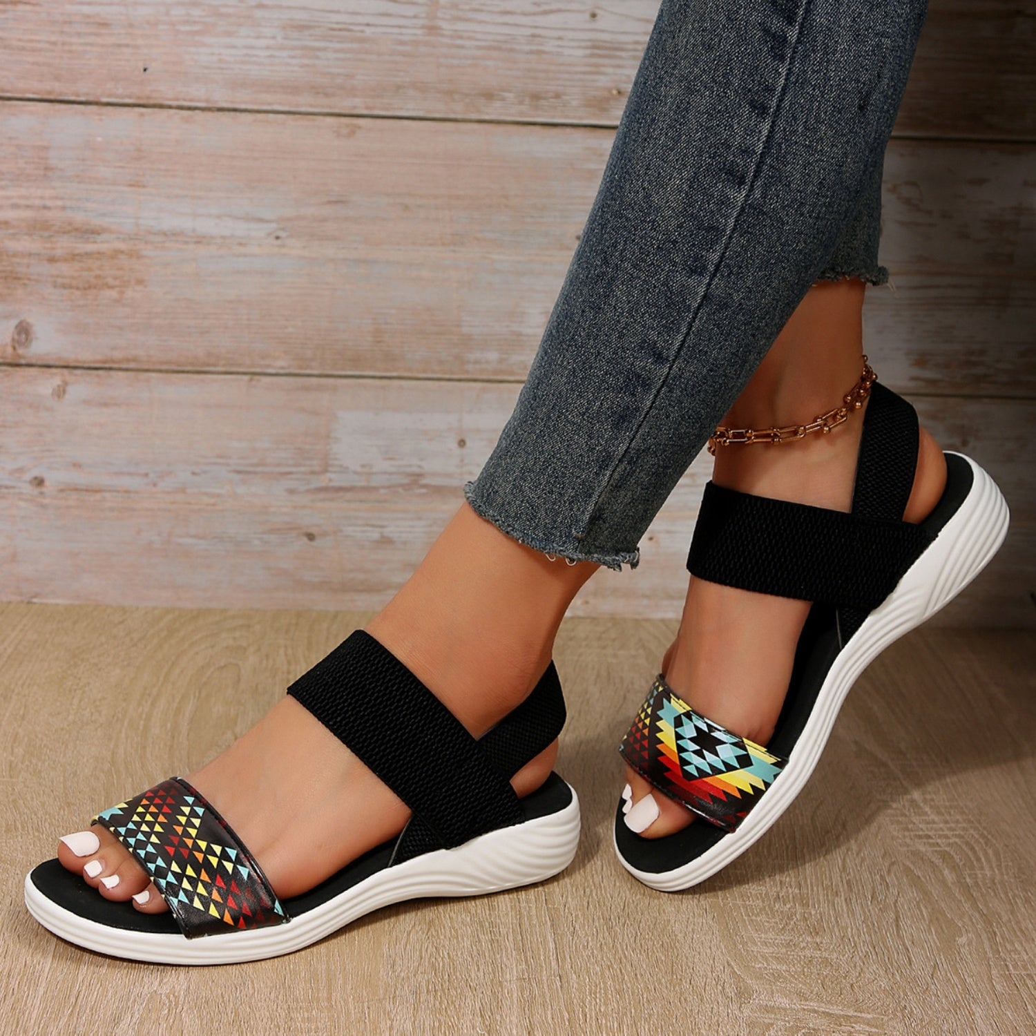 PU Leather Open Toe Low Heel Sandals  Trendsi   