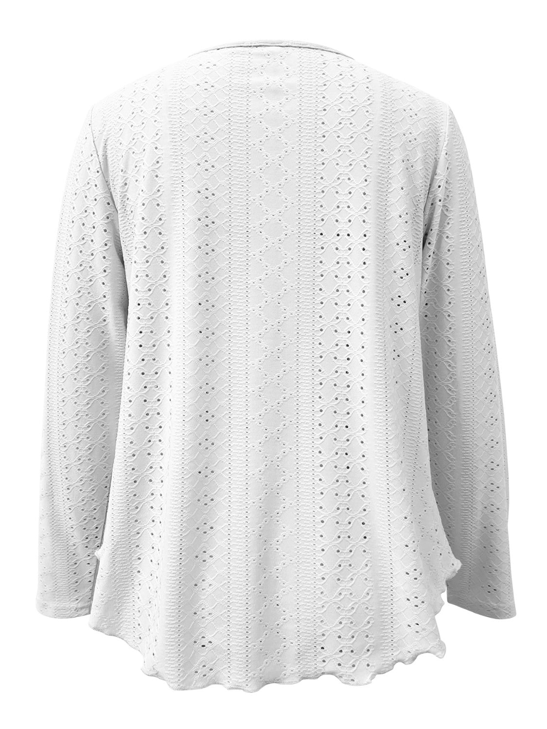 Eyelet Long Sleeve Blouse  Trendsi   