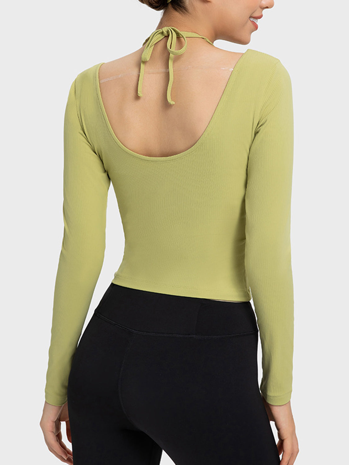 Millennia Halter Neck Long Sleeve Sporty Top  Trendsi   