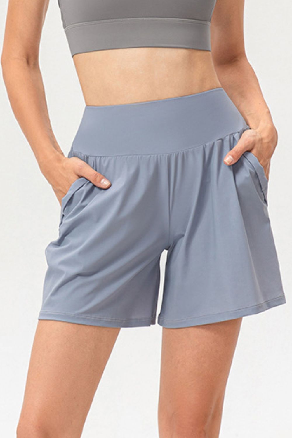 Pocketed Elastic Waist Active Shorts  Trendsi   