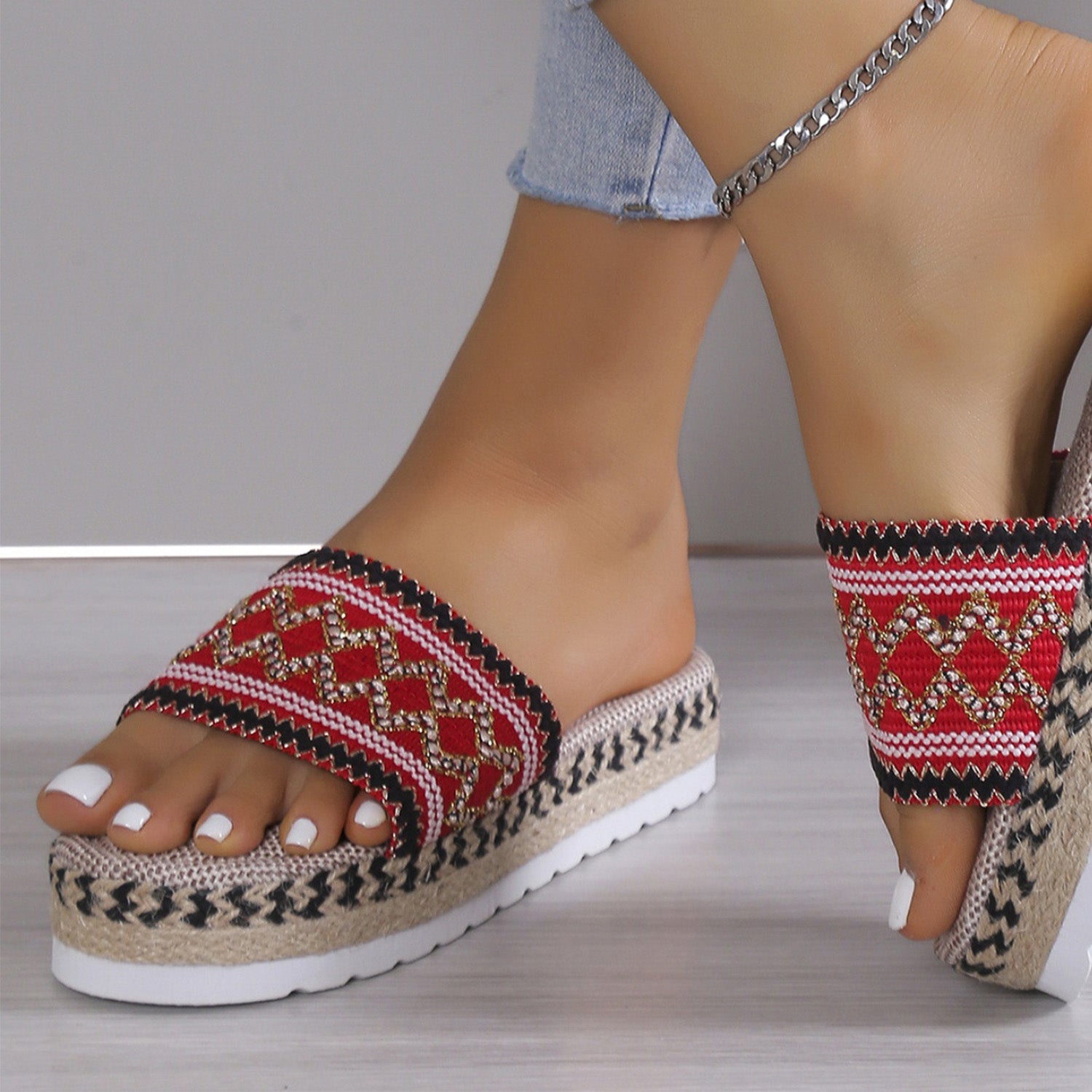 Geometric Weave Platform Sandals  Trendsi   