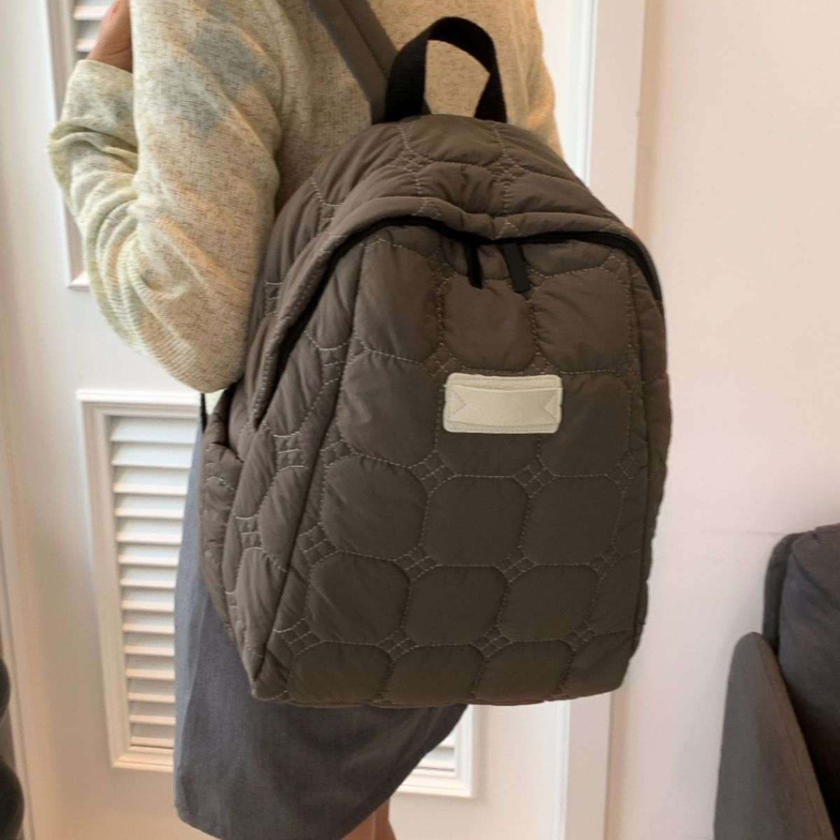 Quilted Polyester Backpack Bag