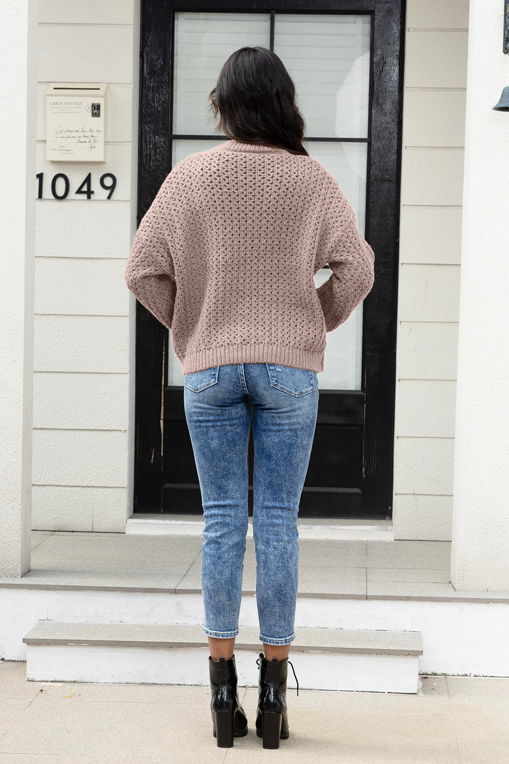 Round Neck Long Sleeve Sweater  Trendsi   