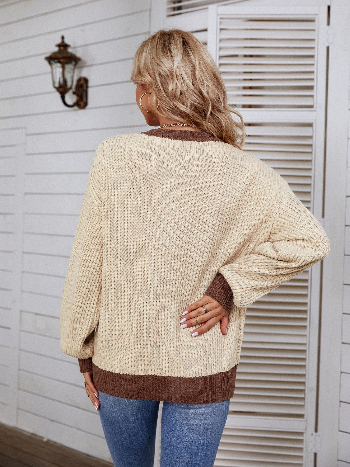 Decorative Button Round Neck Sweater  Trendsi   