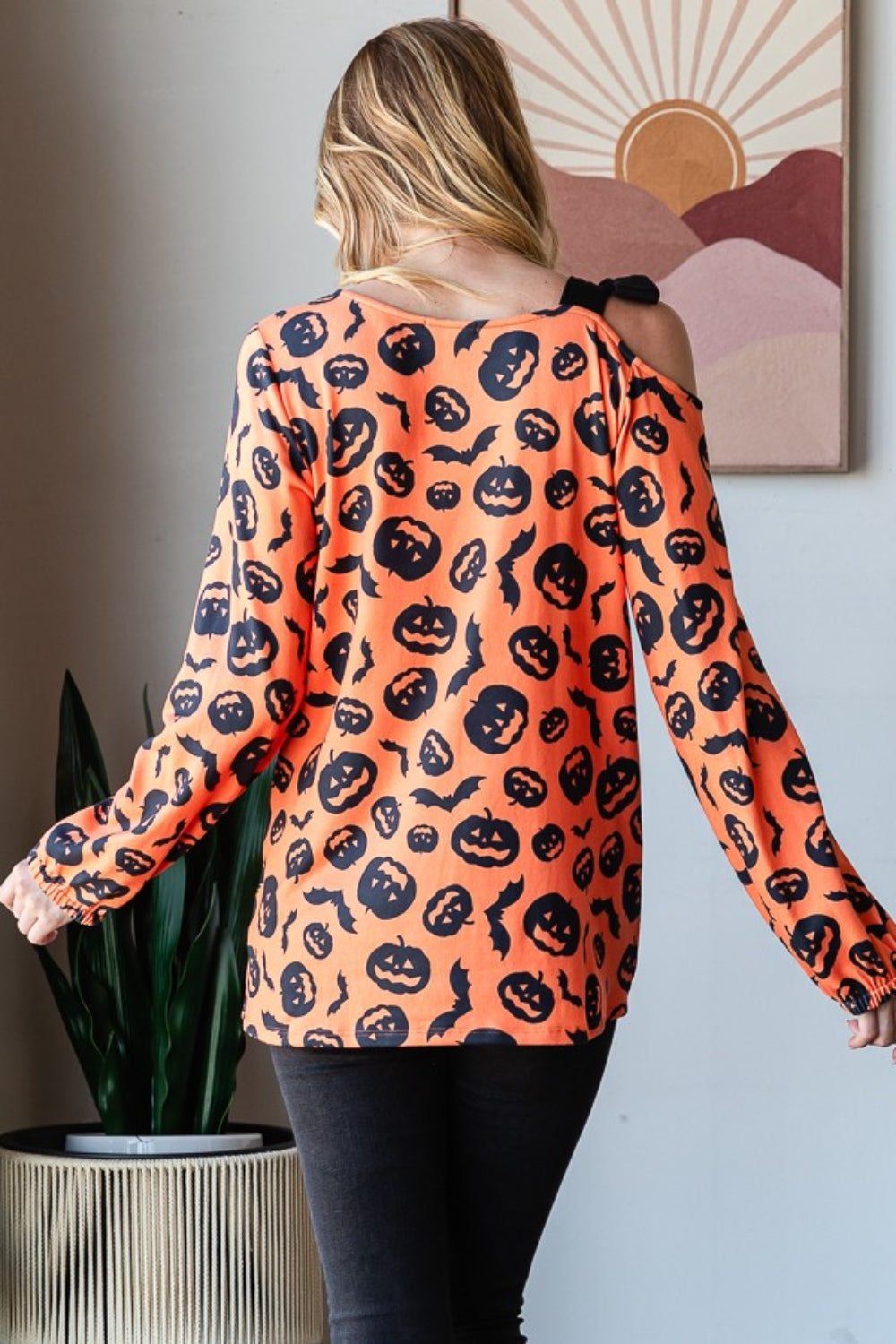 Heimish Pumpkin Print One Shoulder T-Shirt  Trendsi   