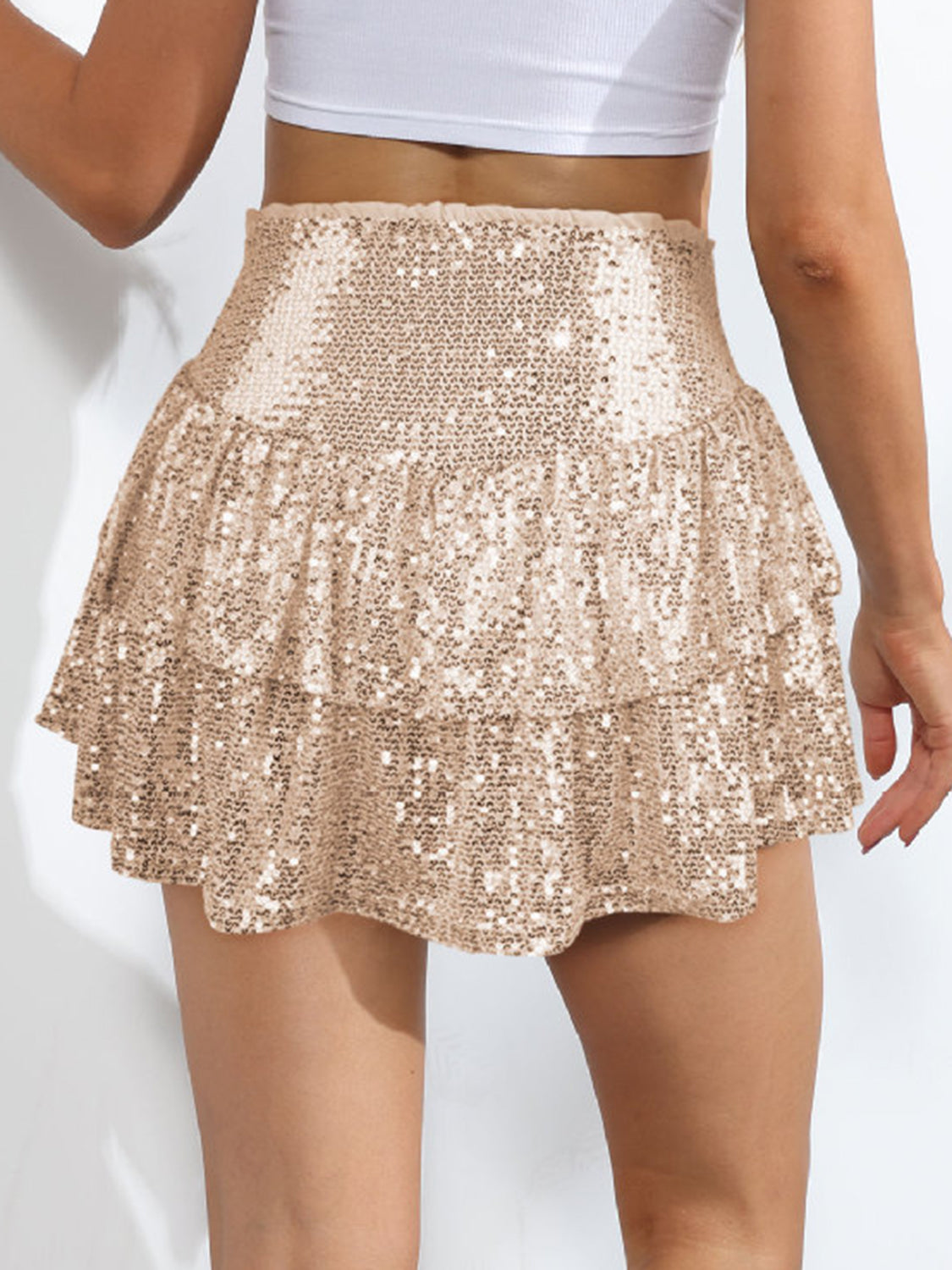 Sequin Layered Mini Skirt