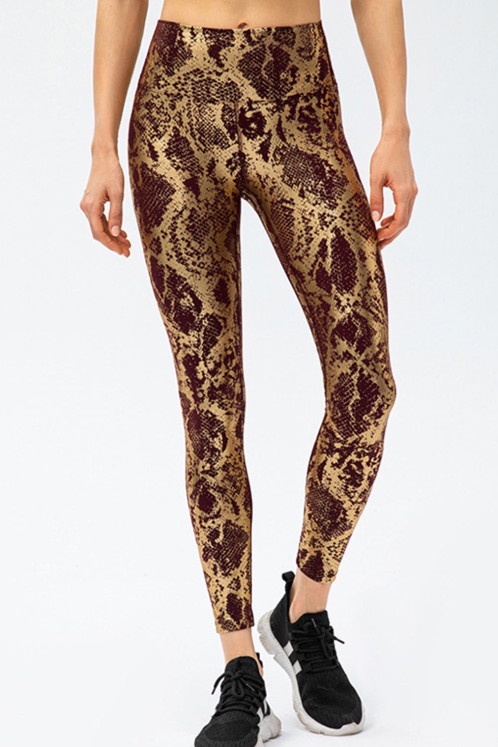 Animal Print Slim Fit Wide Waistband Long Sports Pants  Trendsi Caramel 4/S 