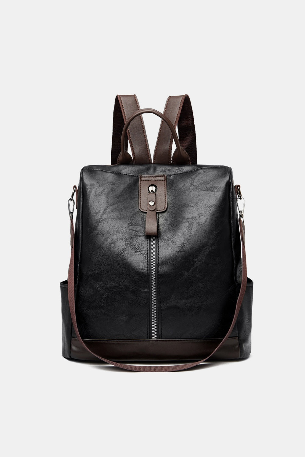 PU Leather Large Backpack Bag  Trendsi Black One Size 