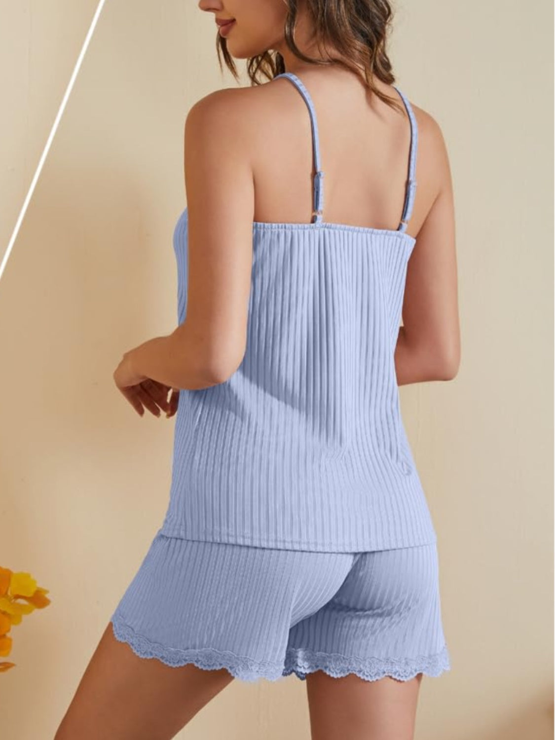 Ribbed Scoop Neck Top and Shorts Lounge Set  Trendsi   