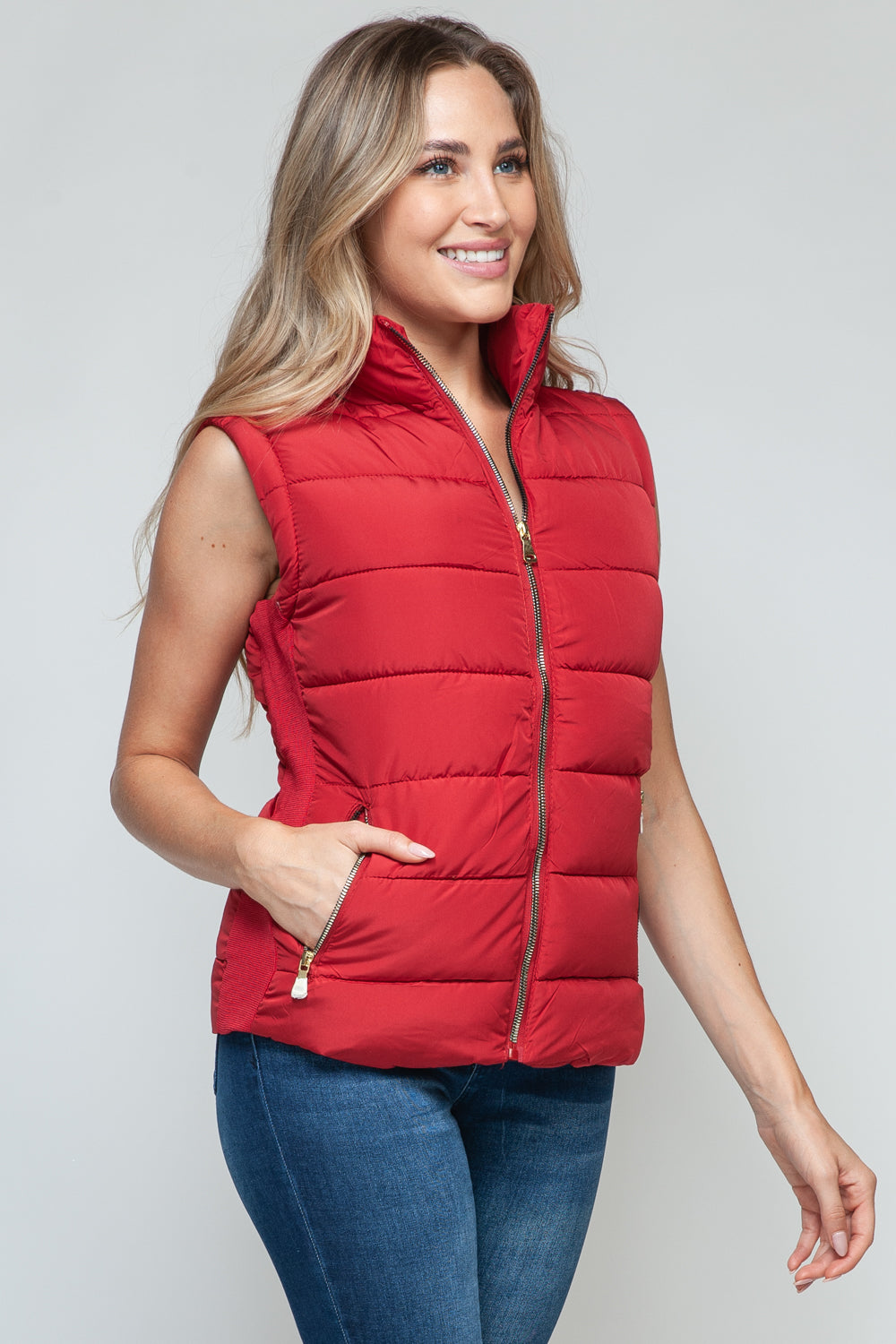 Snobbish Zip Up Turtleneck Vest with Pockets  Trendsi   