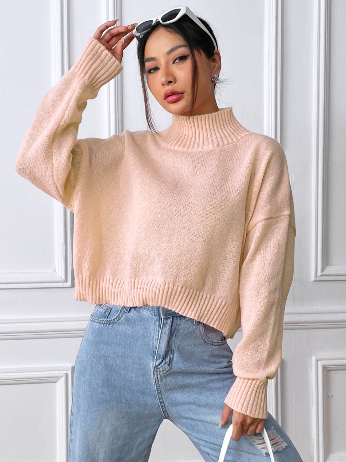 Turtleneck Long Sleeve Sweater  Trendsi   