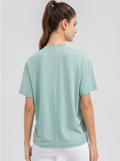 Round Neck Short Sleeve Active Top  Trendsi   