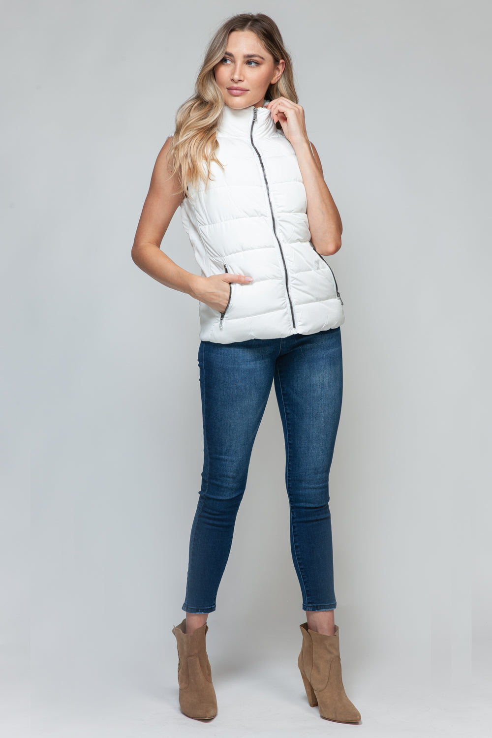 Snobbish Zip Up Turtleneck Vest with Pockets  Trendsi   