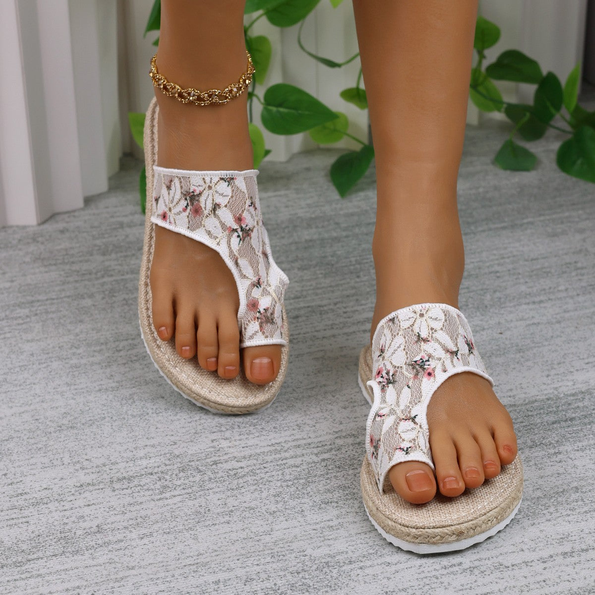 Flower Toe Post Flat Sandals  Trendsi   